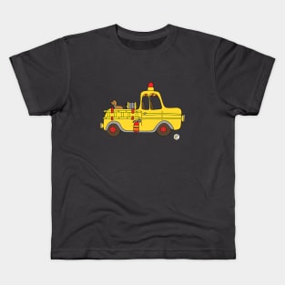 Yellow Fire Truck Kids T-Shirt